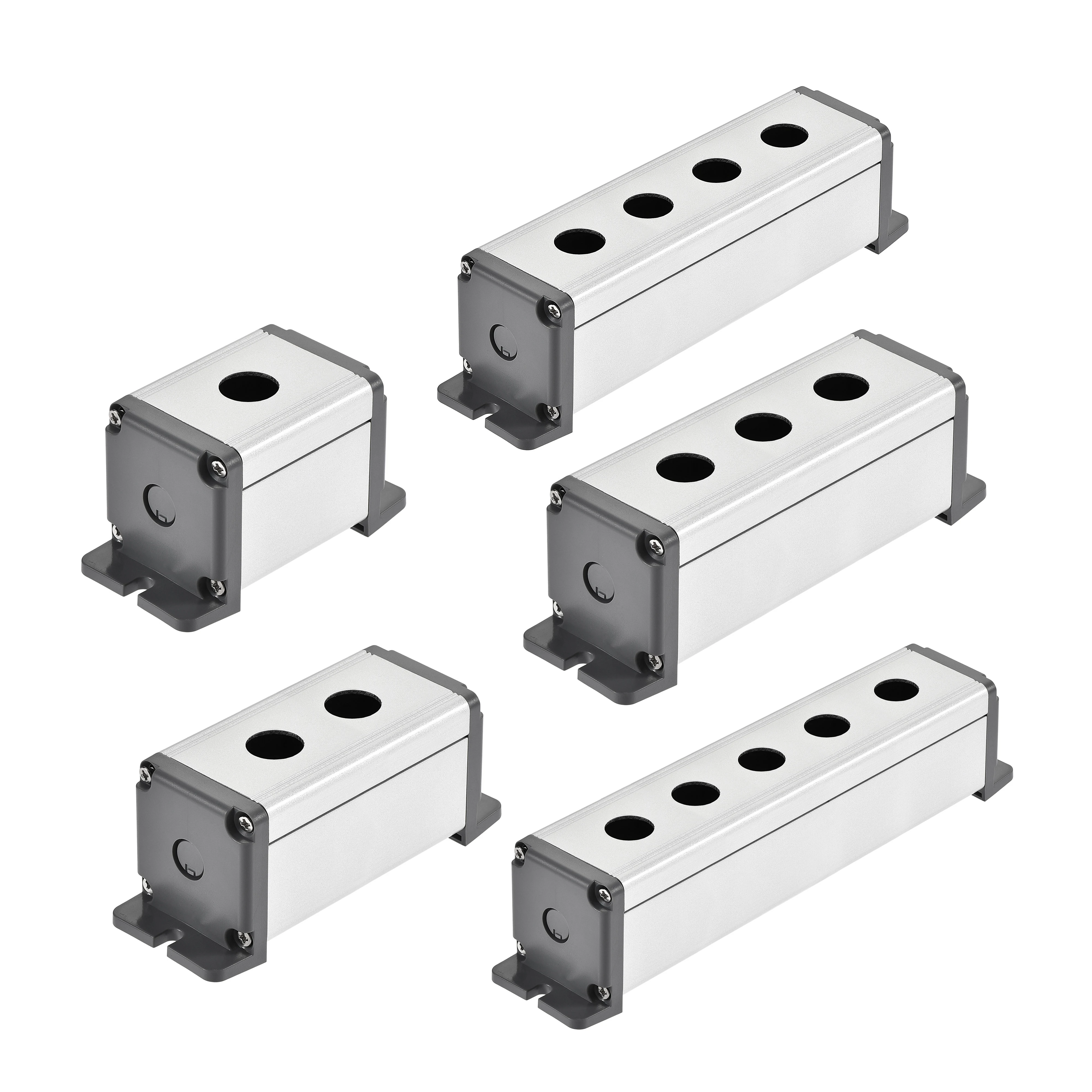 

16mm Aluminium Push Button Switch Box 1/2/3/4/5 Hole Aluminum Switch Button Station Box with a PG7 Cable Gland and Mounting Base