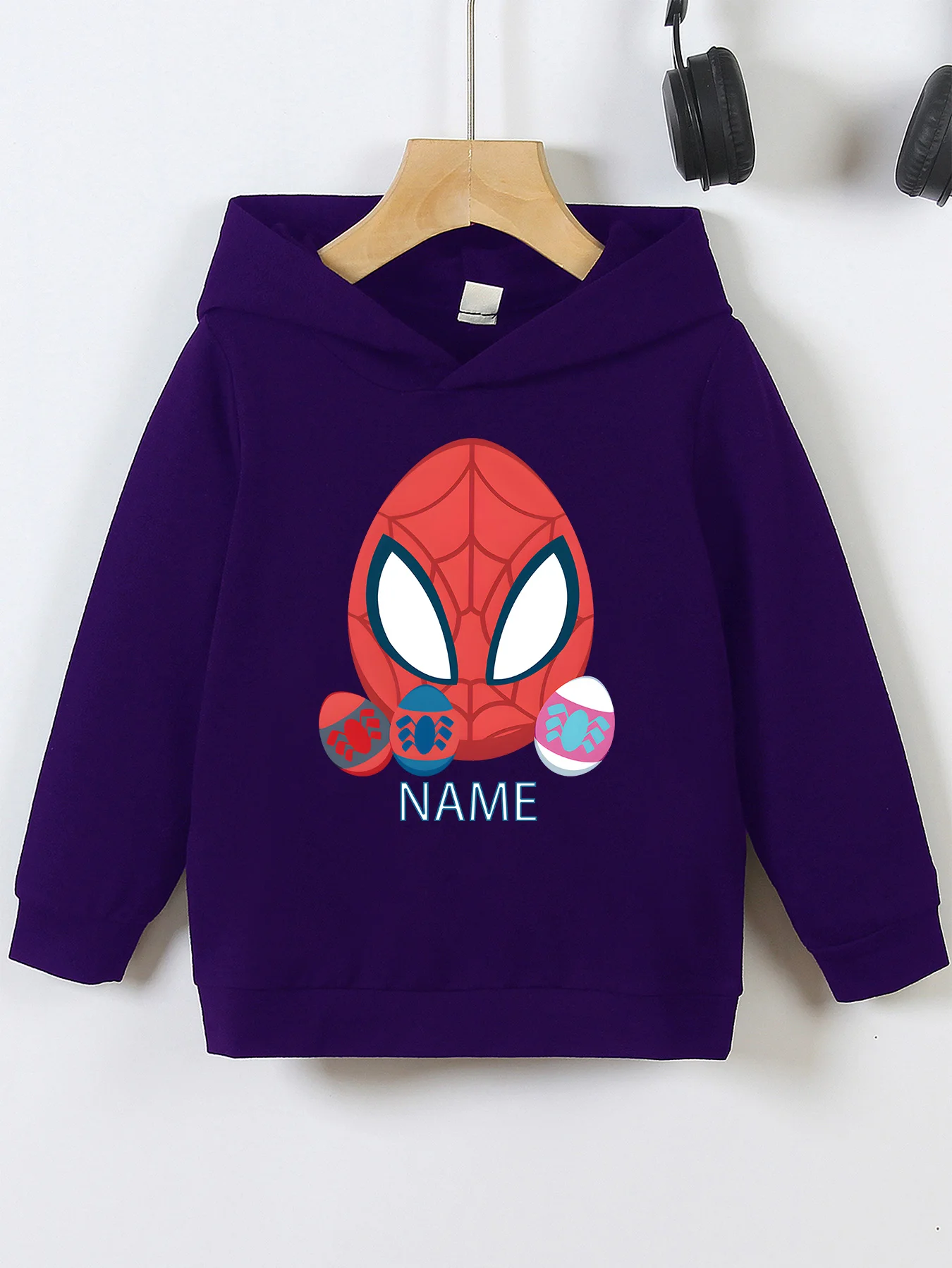 سترة بغطاء للرأس للأولاد مينيسو سبايدر مان على شكل بيضة عيد الفصح - بيض سبايدر مان وعيد الفصح، مثالية لحفلات العطلات والارتداء اليومي