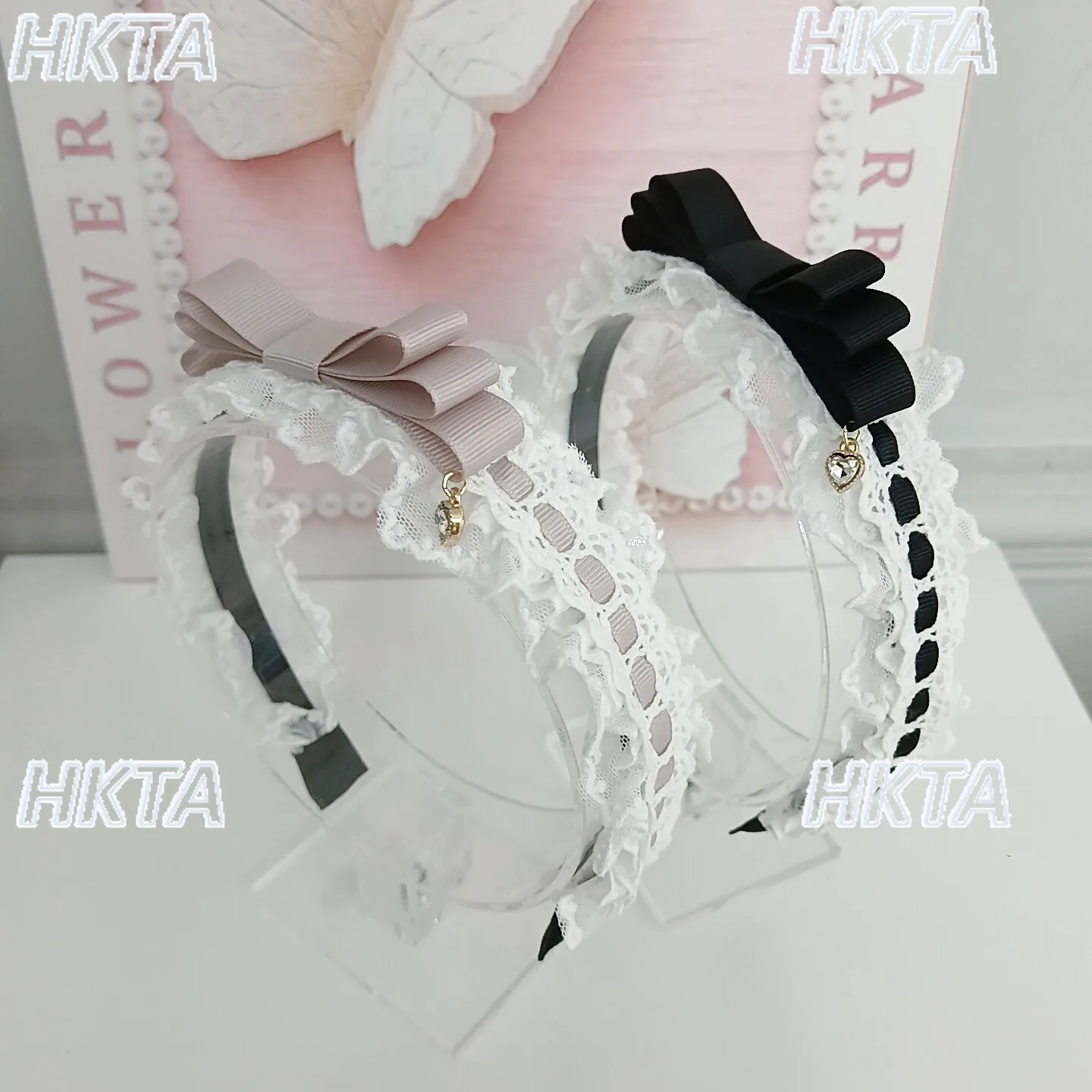 Handmade Japanese Sweet Cute Lace Kc Headband Bow String with Lolita Headband Party New Year Birthday Gift Hair Accessories