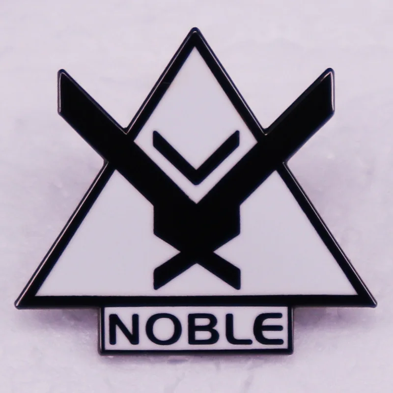 Black White Triangle Tactical Symbol Enamel Lapel Pin Letter NOBLE Design Metal Brooch Decorative Badge for Jacket Backpack