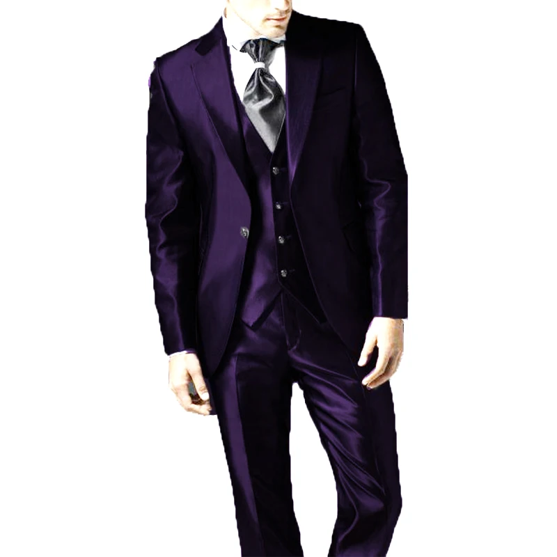 2023 New Style Black Two Bottom Satin Beach Men Suit Men's Wedding Prom Suits Costume Homme 3 Pieces (Jacket+Pant+Vest)