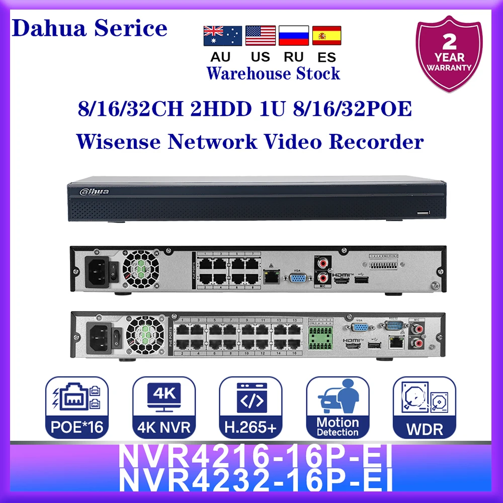 Dahua Serice NVR4232-16P-EI 32 Channel Network Video Recorder 8/16PoE Mobile Phone Access H.265+ Face Recognition SMD Plus NVR