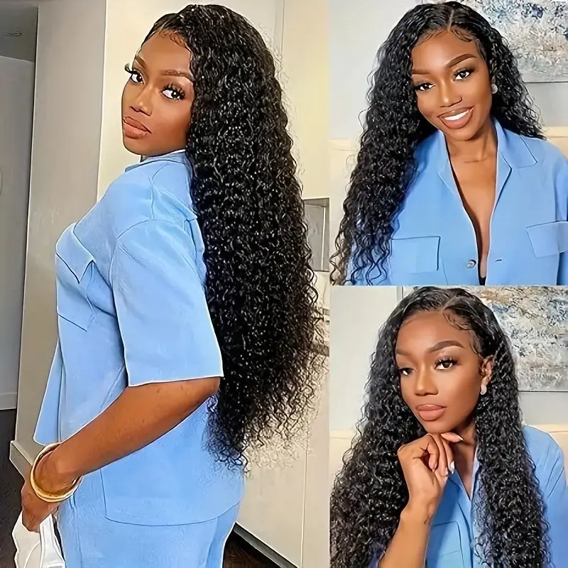 Rosabeauty Deep Wave Nature Color HD Lace Front Wig 13x4 13X6 Lace Front Human Hair Wig Prebleached Curly Wig 250 Density