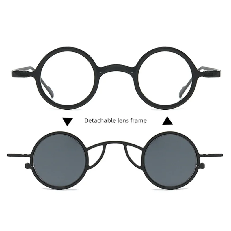Retro Round Sunglasses Men Women 80s Styles Clip On Unique Detachable UV400 Lens Anti Blue Light Casual Travel Shades