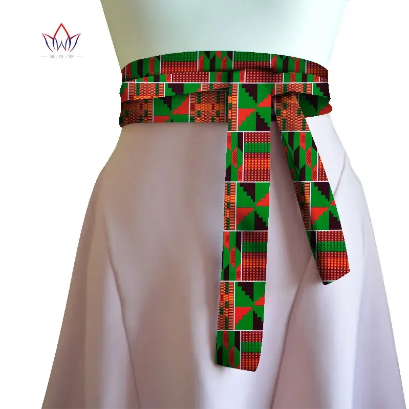 BRW 2023 African Print Obi Ankara Green Yellow Peplum Belt Button Skirts For Women Gift Handmade Statement Belt Accessory WYX30