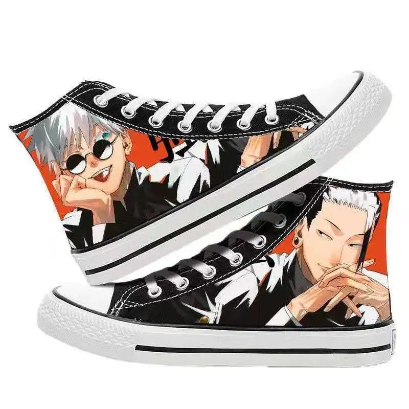 Anime Jujutsu Kaisen High Top Canvas Shoes Satoru Gojo and Geto Suguru Cartoon Sneakers Casual Comfortable Flat Shoes Cool Gifts