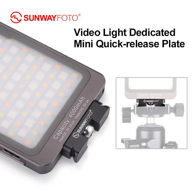 SUNWAYFOTO DP-12 12mm Mini QR Plate for LED Video Fill Light Arca/RRS Compatible plate used on tripod