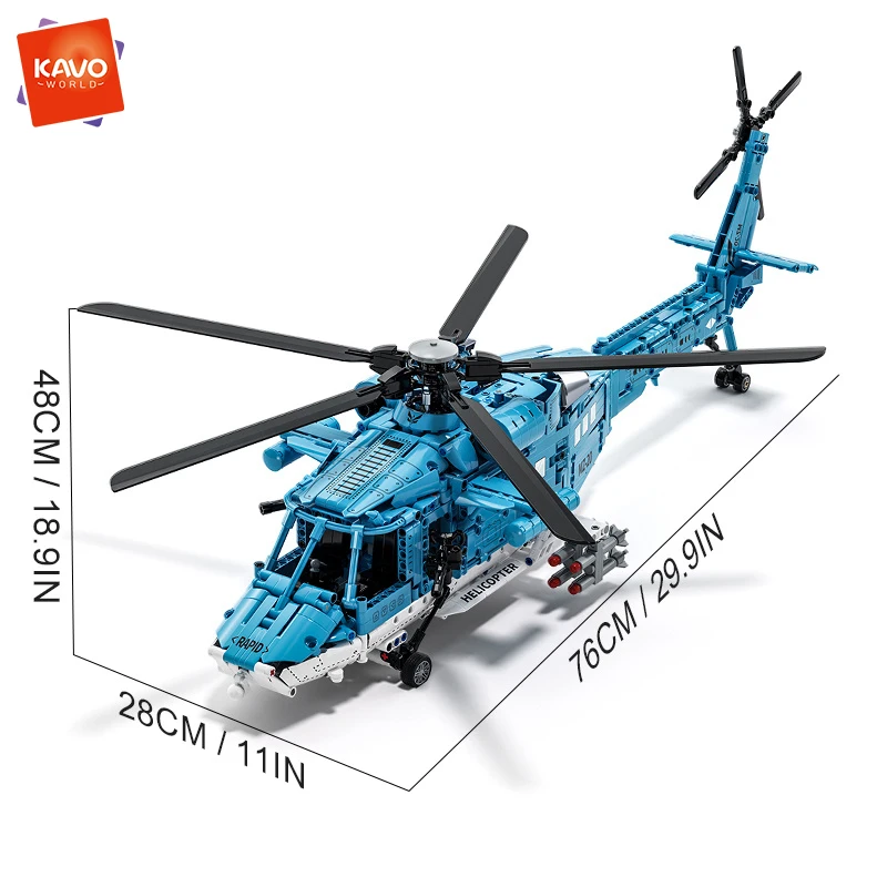 KAVOWORLD 1521pcs High Detail Technology Armed Attack Helicopter Building Bricks Toys Mechanical Aircraft Model Airplane Blocks