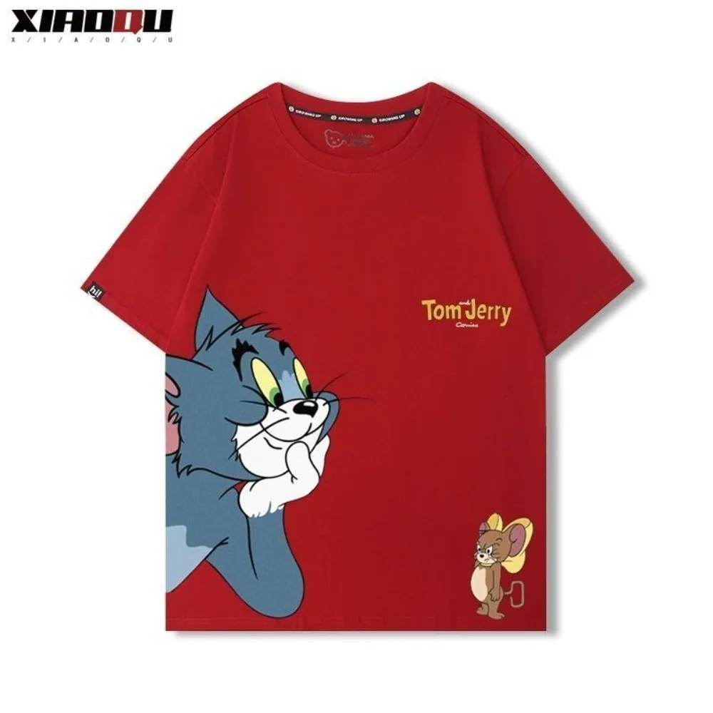 Tom and Jerry joint peripheral short-sleeved men and women couples summer cotton versatile t-shirt trend ins