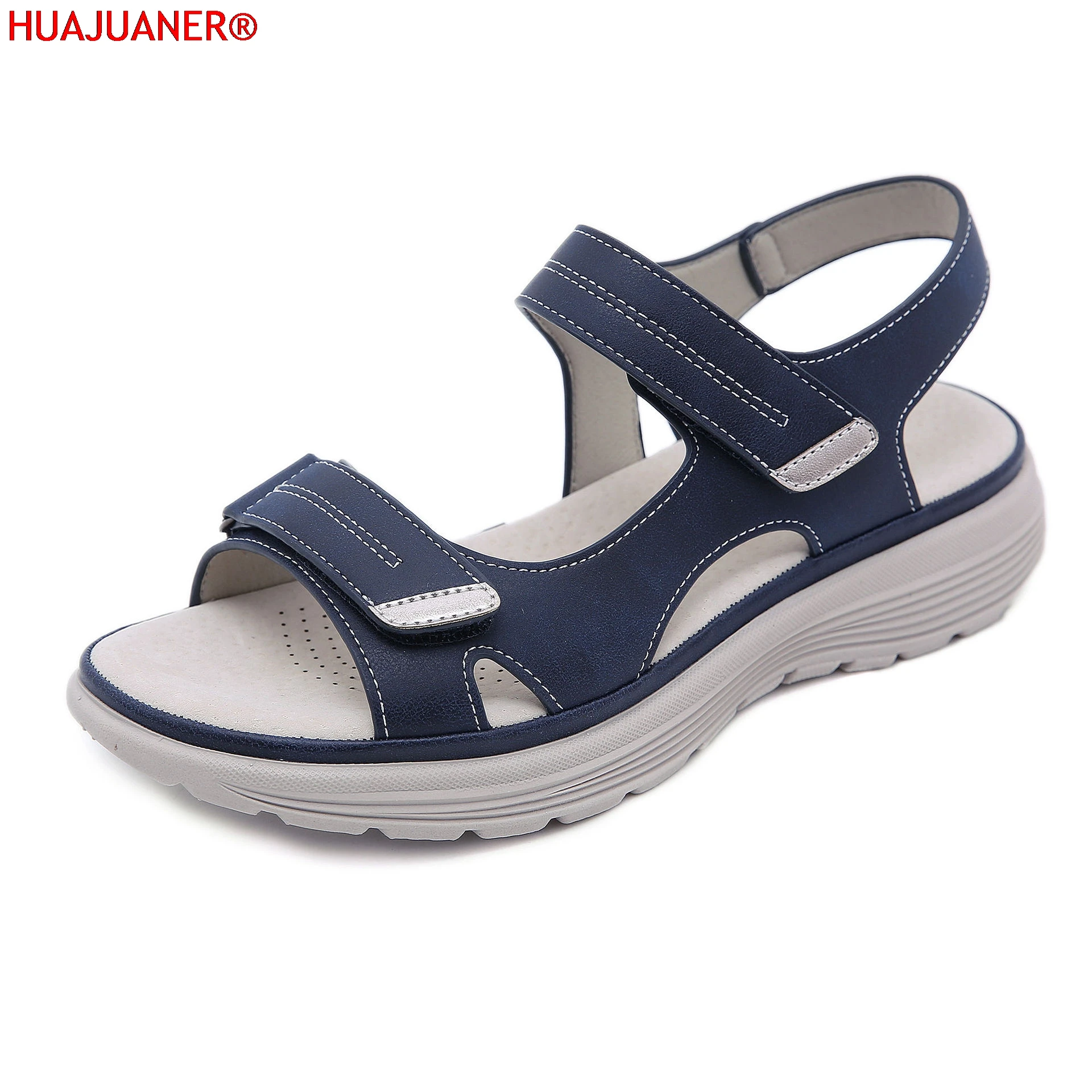 

Summer 2025 Elegant Women Genuine Leather Sandals Women's Sport Style Lightweight Plus Size Slippers Women Sandals 34-42