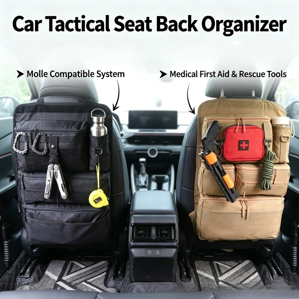 MOLLE Auto-Rücksitz-Aufbewahrungstasche, Rücksitz-Mehrfachfach-Aufbewahrungstasche zum Aufhängen, Praktische Taktische Aufhängetasche für das Auto – Detail 1