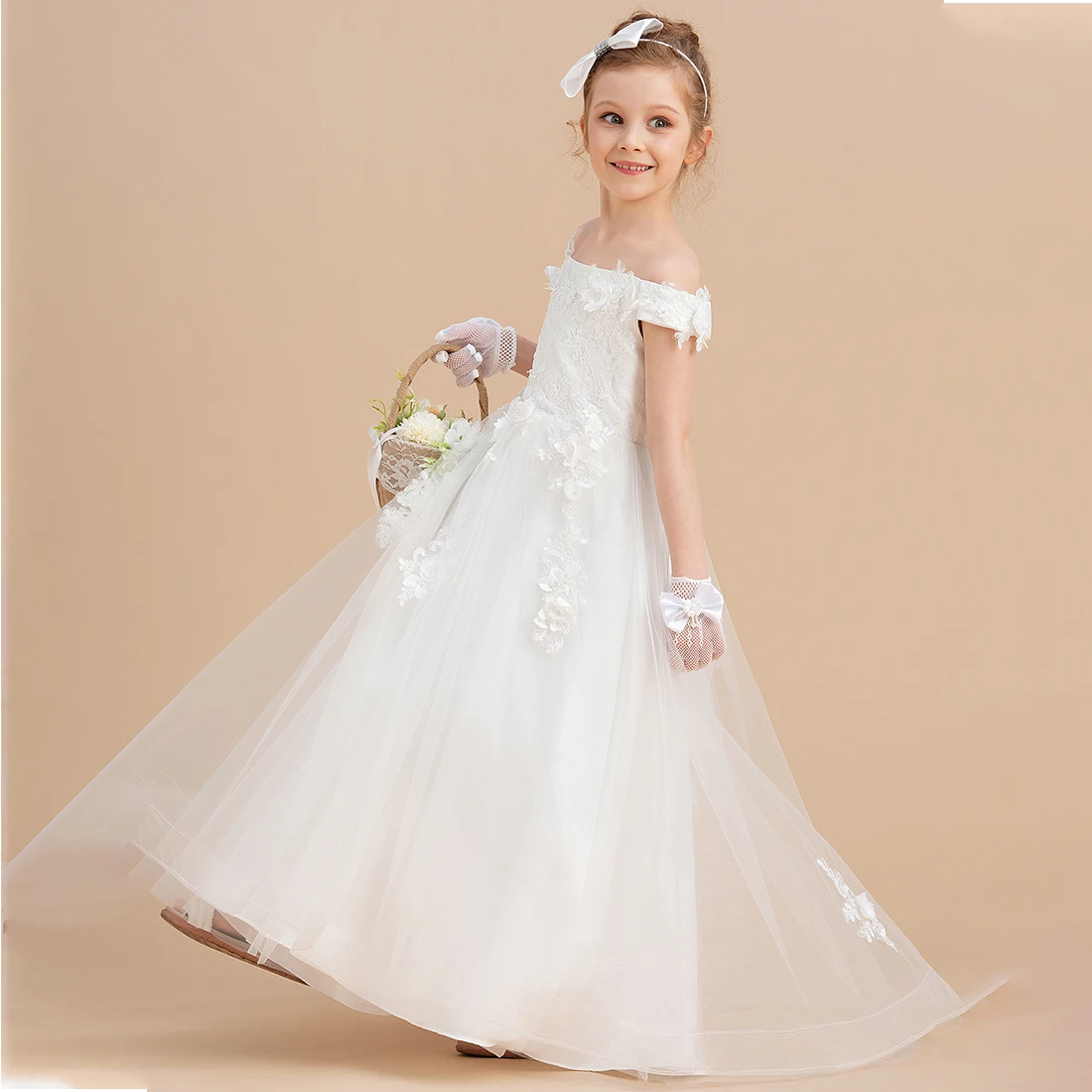 YZYmanualroom Flower Girl Dress Junior Bridesmaid Dress A-line V-Neck Asymmetrical Chiffon Lace 2-15T