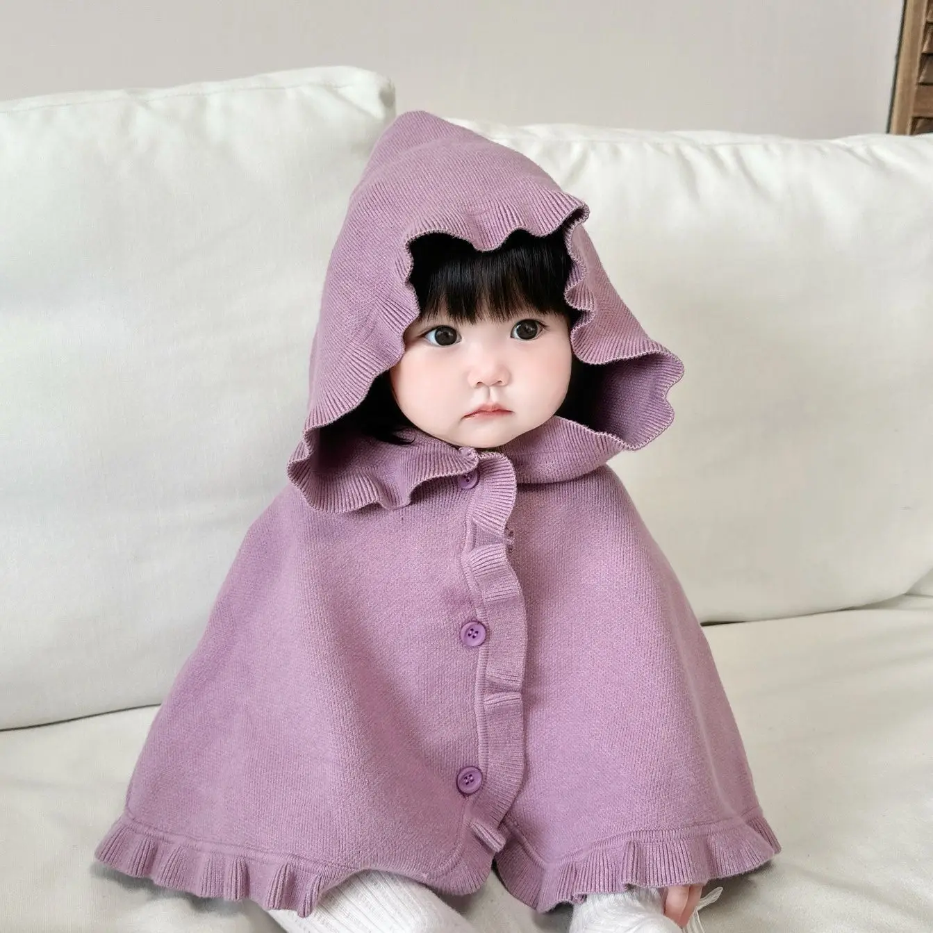 Baby Cloak Coat Spring and Autumn Winter Girl Baby Princess Cloak Girl Knitted Christmas New Year's Kids Clothing
