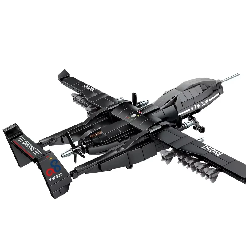 2024 Modern Military Weapon Building Blocks TWIN-TAILED SCORPION UAV Model WW2 Air Force Fighter Bricks Toys For Boys Gifts Kit