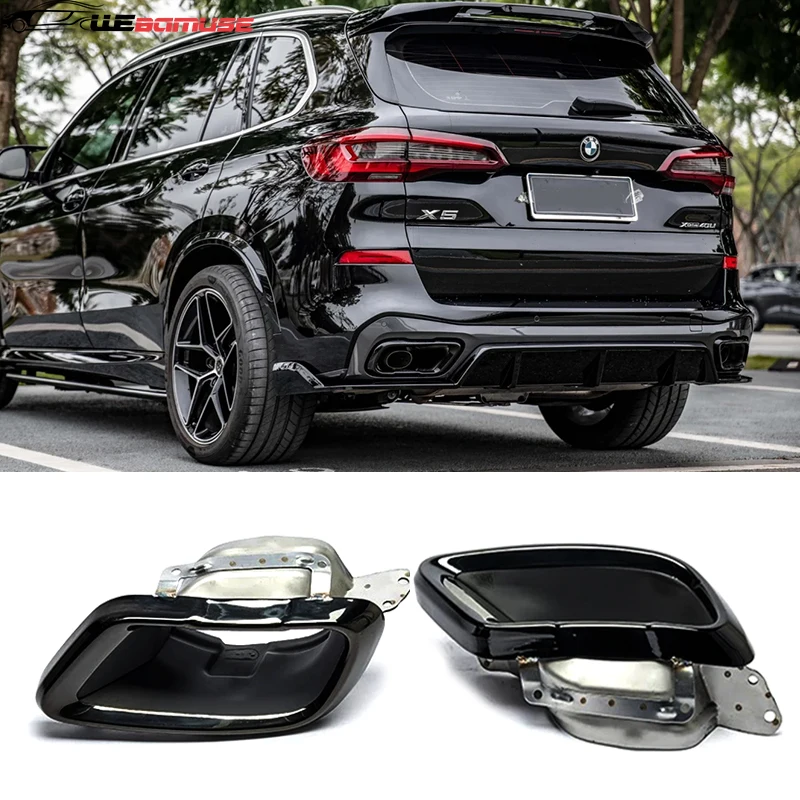 Für BMW X5 G05 X6 G06 X7 G07 Quadratisch Schwarz Endrohr Auspuff Header Edelstahl Düse 2019 bis 2024