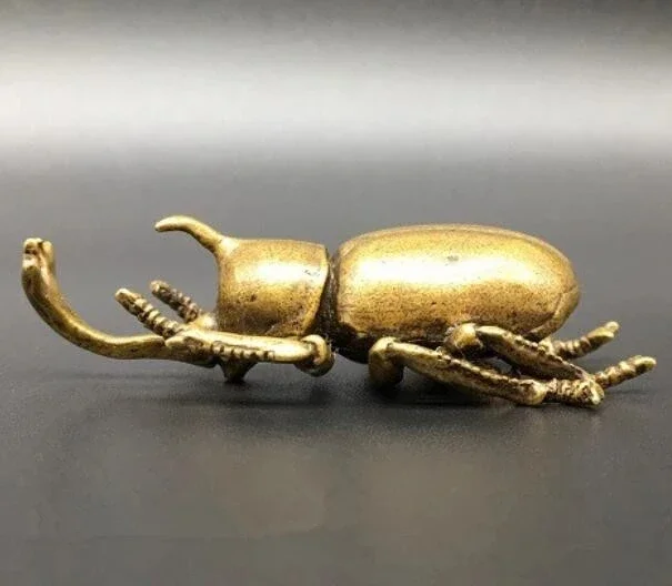 Chinese Pure Brass Beetle Small Statue