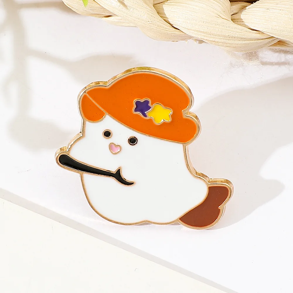 Cartoon Anime Fun Cute Ghost Metal Badge Halloween Cute Alloy Drip Oil Brooch Backpack Accessories