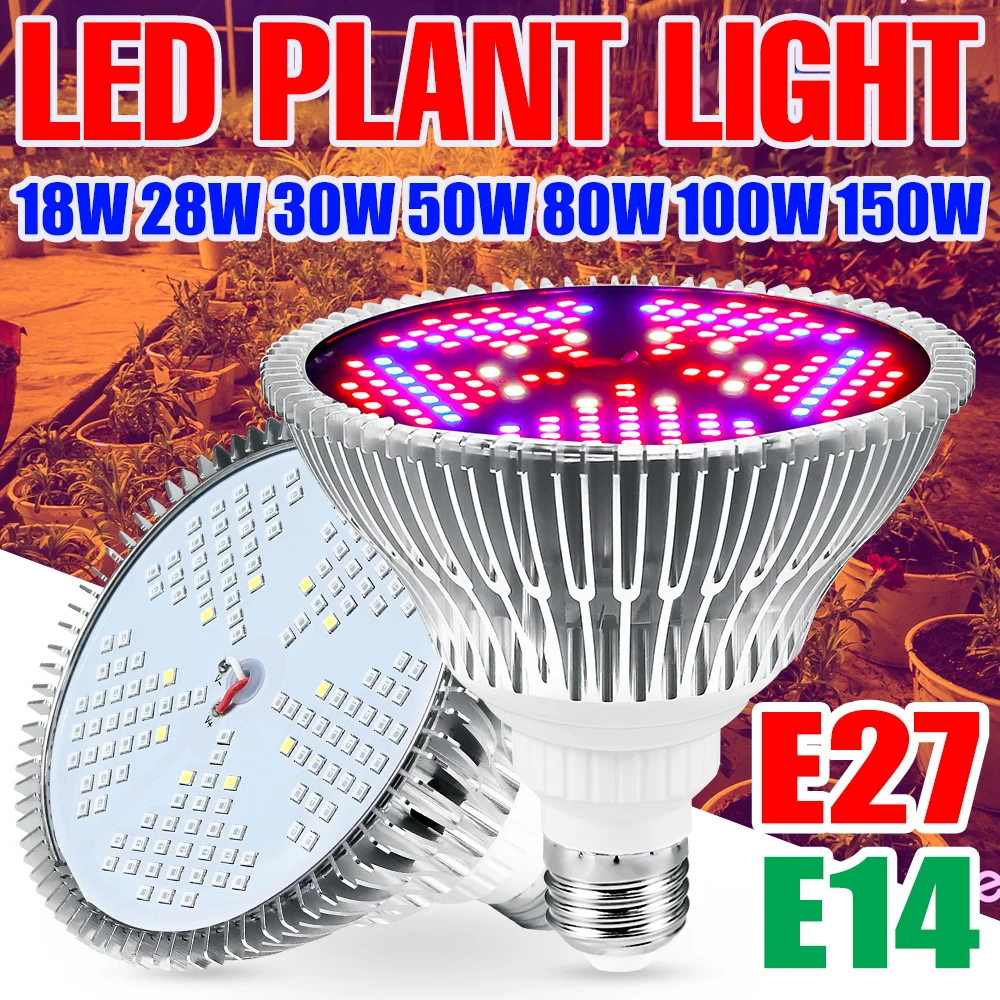 

150W E27/E26 Full Spectrum Grow Light Bulb 220V LED Plant Cultivation Lamp E14 Indoor Potted Fruit Vegs Seedings Growth Box