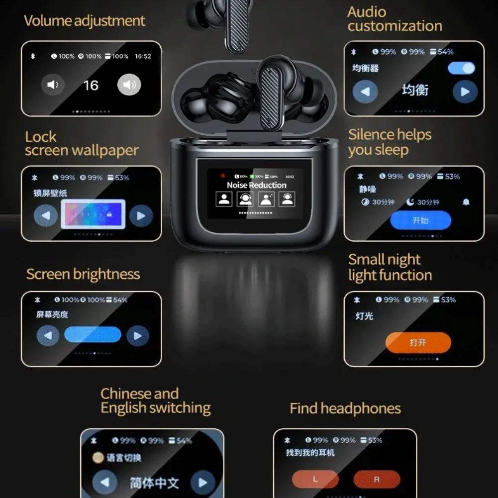 YW05 Wireless Earbuds Noise Canceling In Ear Headphones Waterproof Earphones With Touchscreen Charging Case For Smart Phones