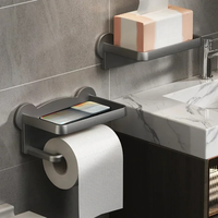 Popular Toilet Paper Holder Wall Mounted Toilet Paper Holder Kitchen Bathroom Organizer Paper Towel Cell Phone Storage Shelf