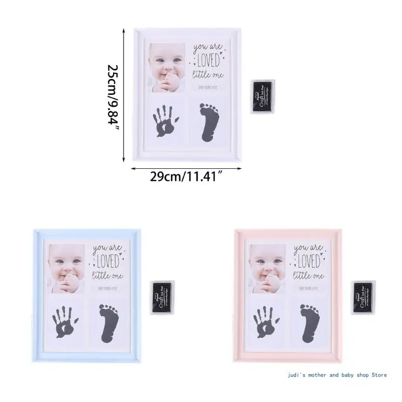 67JC Infant Photo Frame Footprint Picture Frame Baby Handprint PVC Photo Frame Birthday Gift Shower Party Supplies