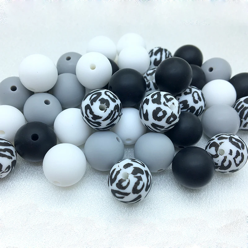 20PCS/Lot 15MM Mix Color Round Silicone Beads Loose Spacing Bead For Jewelry Making DIY Keychain Bracelets Necklace Accessories