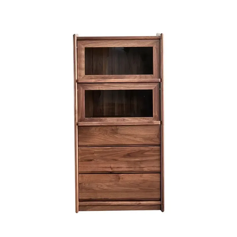 Nordic simple black walnut TV cabinet side cabinet living room sofa cherry wood multi-functional locker