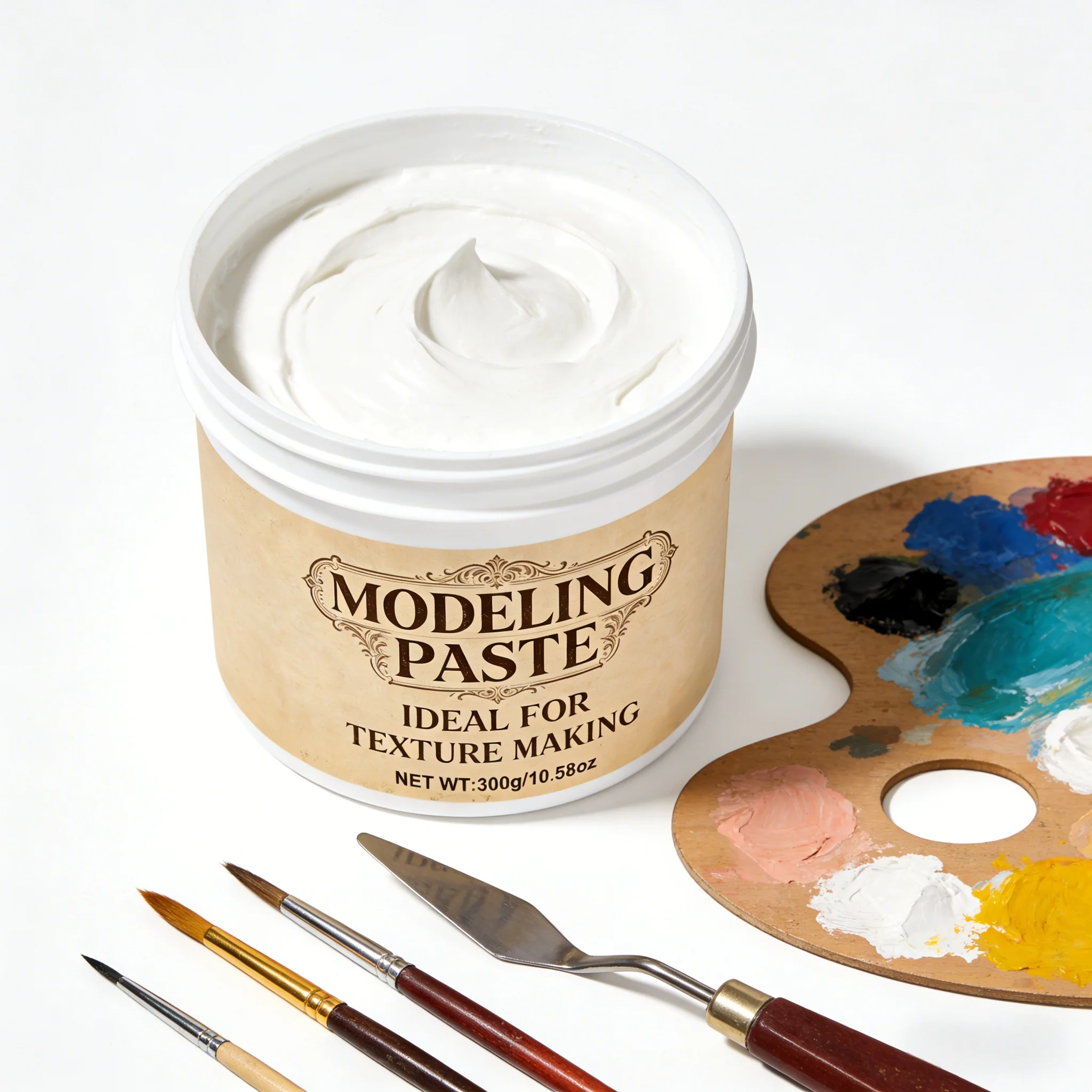 300g White Modeling Paste, Includes 5 Piping Bags, Ideal for Sculpting and Line Drawing, Perfect for Artistic Creation.