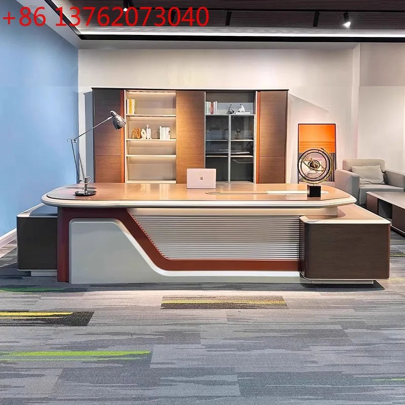 President's office furniture simple and fashionable, single atmosphere, large desk, manager table