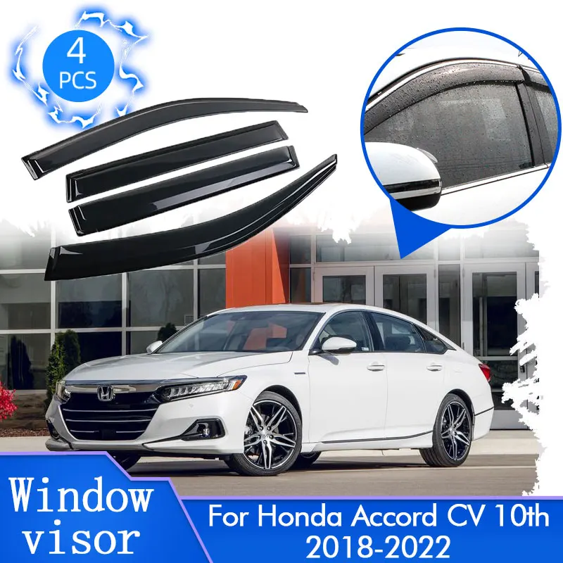 

For Honda Accord CV 10th 2018 2019 2020 2021 2022 Black Rain Window Visors Deflector Awing Guard Windshield Exterior Accessories