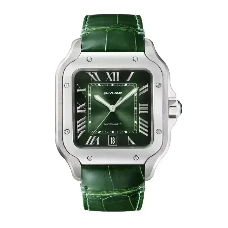 Montre multifonction pour hommes, série cuir 42MM, automatique, mécanique, exquise, classique, à la mode