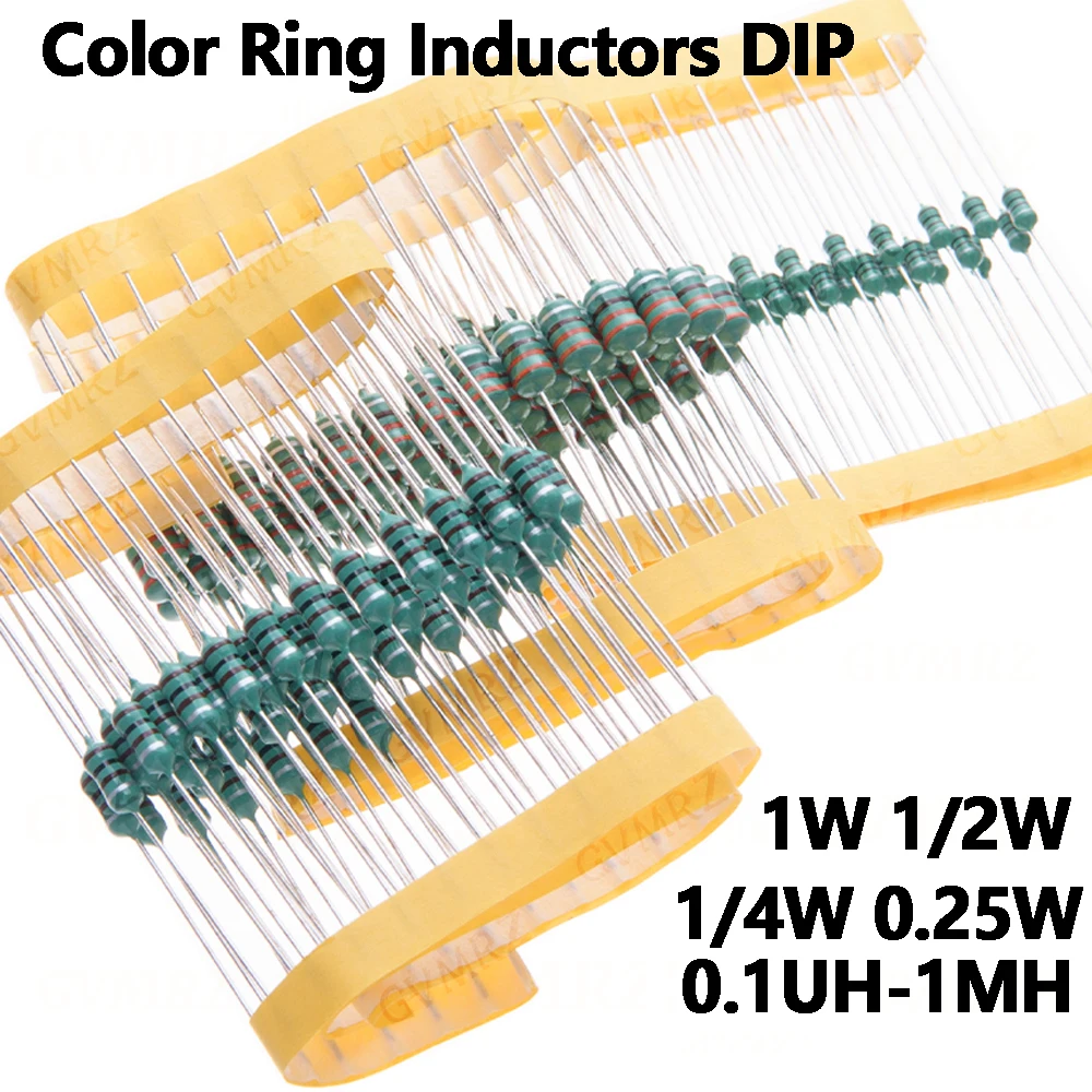 50PCS 0307 0410 0510  2.2 3.3 4.7 5.6 1W 1/2W 1/4W 0.25W 0.1UH~1MH Color Ring Inductors DIP Inductance 100 220 330 470uH mH new 