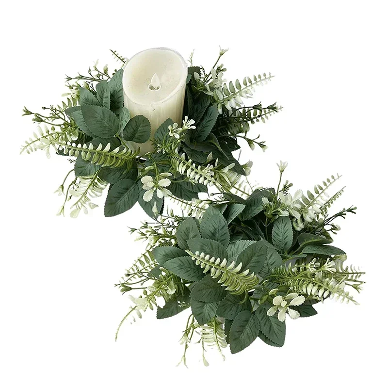 

Latest Elegant Artificial Eucalyptus Candle Ring Wreath Spring Greenery Garland For Home Wedding Decor
