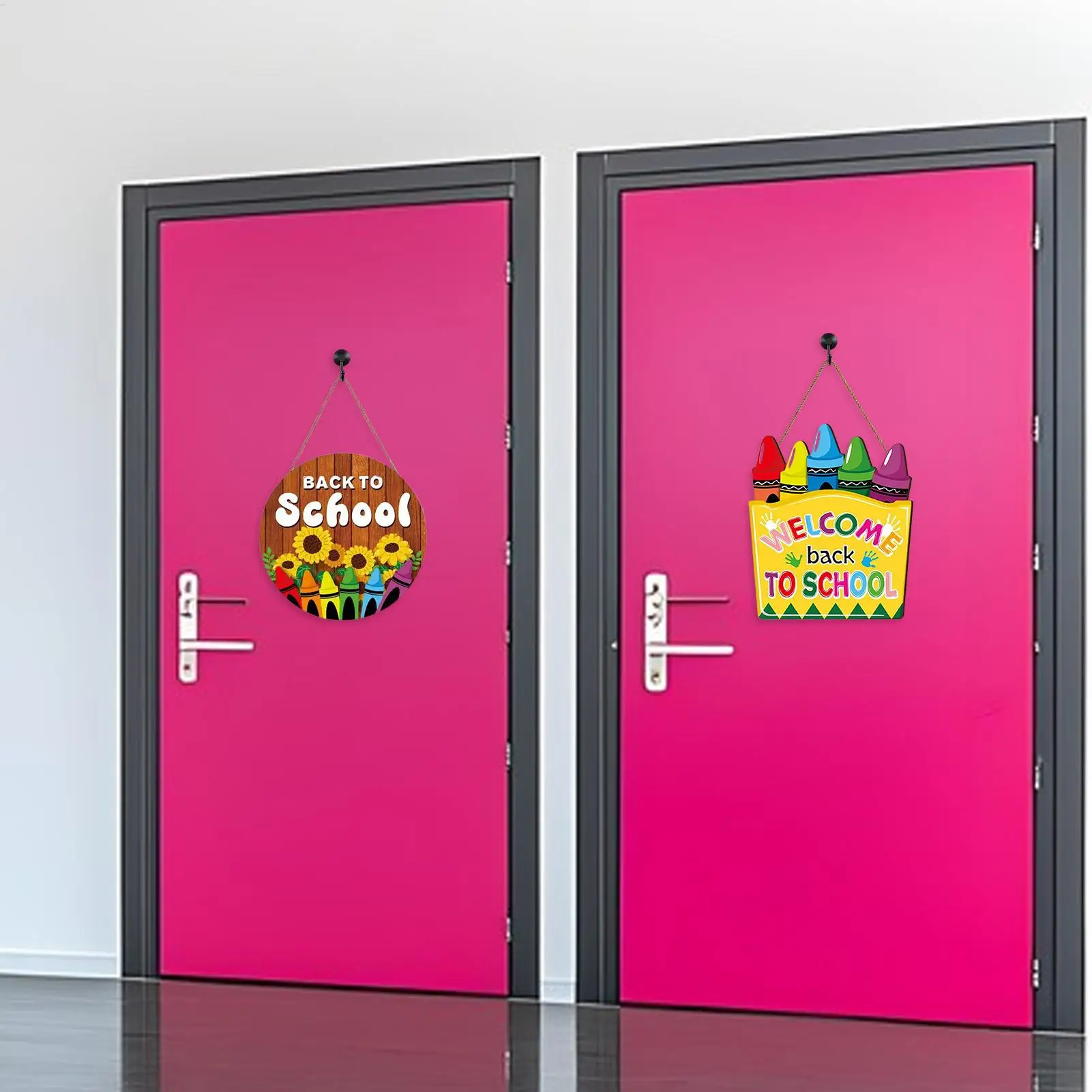Welcome Sign For Classroom Door Crayon Door Sign School Board Wooden Board Party Decorations For Kids Teacher Student
