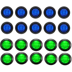 10Pcs Marine Boat Transom LED Stern Light Round Anchor Navigation Light Waterproof Yacht Side Marker Courtesy Lights Blue Green