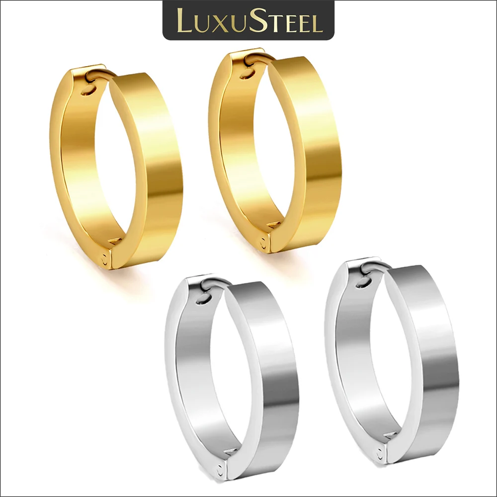 LUXUSTEEL Edelstahl Kleine Creolen Huggie Ohrringe Für Frauen Männer Unisex Anti-allergische Rock Huggies Ohr Zubehör
