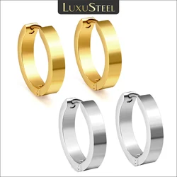 LUXUSTEEL Stainless Steel Small Hoop Huggie Earrings For Women Men Unisex Anti-allergic Rock Huggies Ear Accessory
