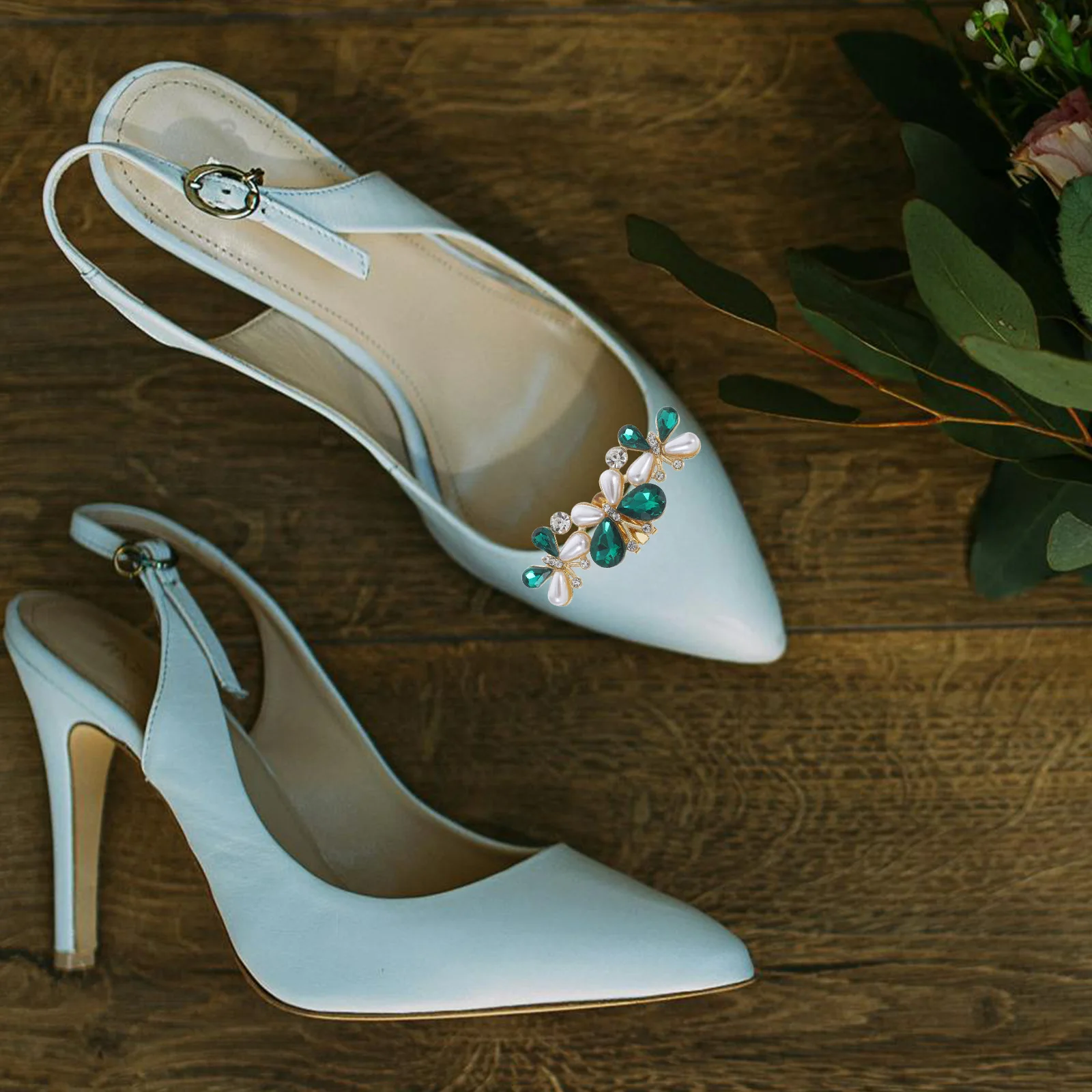 

2pcs Rhinestone Shoe Clips Detachable Elegant Heel Accessories Buckles Wedding Party Formal Events Women High Heels Bridal