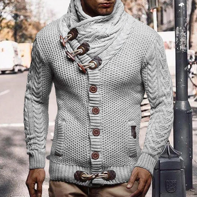 Maglione da uomo alla moda a maniche lunghe Streetwear maglione Cardigan con collo alto lavorato a maglia Super morbido AliExpress