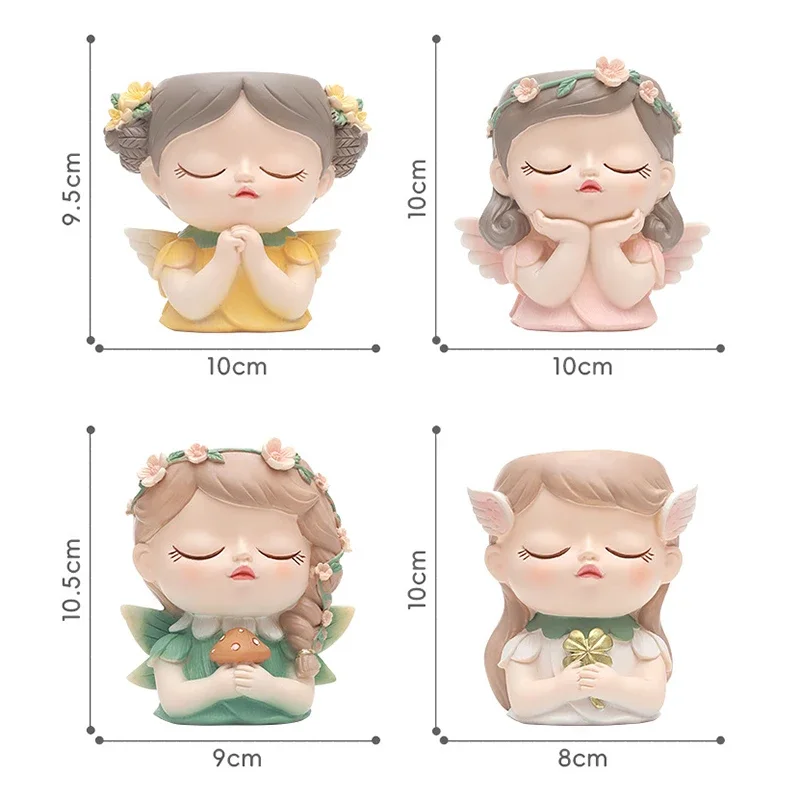 Fairy Tale Girls Planter for Succulents Air Plants Resin Flower Pot Tabletop Ornament Fairy Garden Figurines Home Garden Decor