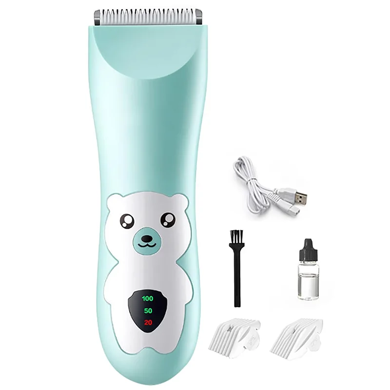 Ultra Quiet Baby Hair Clipper Rechargeable Waterproof Hair Cutter 2pcs Guide Combs Lower Noise Haircut Trimmers for Children