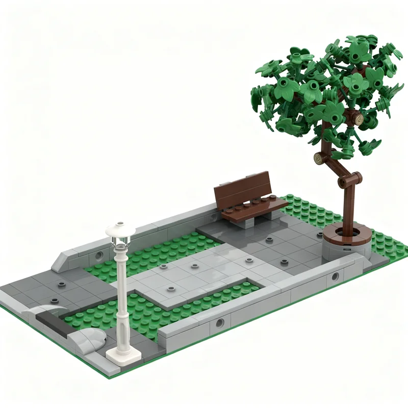 306개 MOC 모듈형 거리 풍경 베이스 시티 버스 모델 장난감 블록 건축 DIY 창의적인 크리스마스 선물 교육용