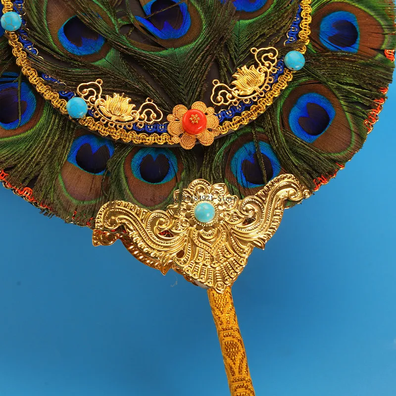 Tibetan Nepalese Craft 7/18 Eye Peacock Feather Fan Household Buddhist Temple Water Purifier Feather Decoration Handicraft - view 4
