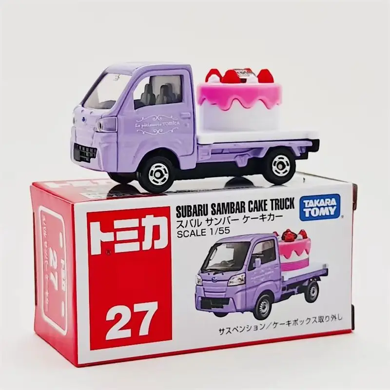 TAKARA TOMY Tomica-Subaru Sambar Cake Truck, coche de juguete de aleación, vehículo de Motor, modelo de Metal fundido a presión, regalos para niños, NO.27, 1/55