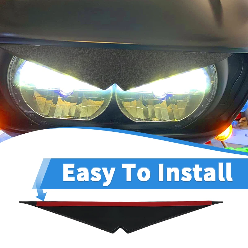 Motorcycle Headlight Trim Headlamp Eyebrow Eyelid Upper Tip Cover Visor Accent For Harley Road Glides 2015-2023