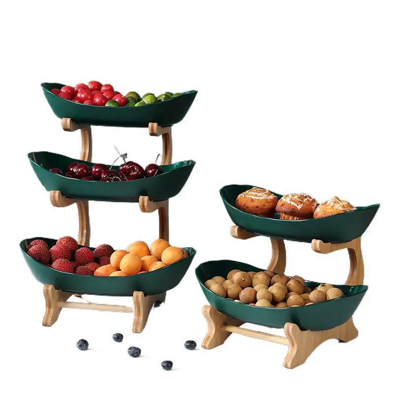 

Living Room Home 2-layer Plastic Fruit Plate Snack Dish Creative Modern Food Server Display Stand Fruit Candy Dish Shelves