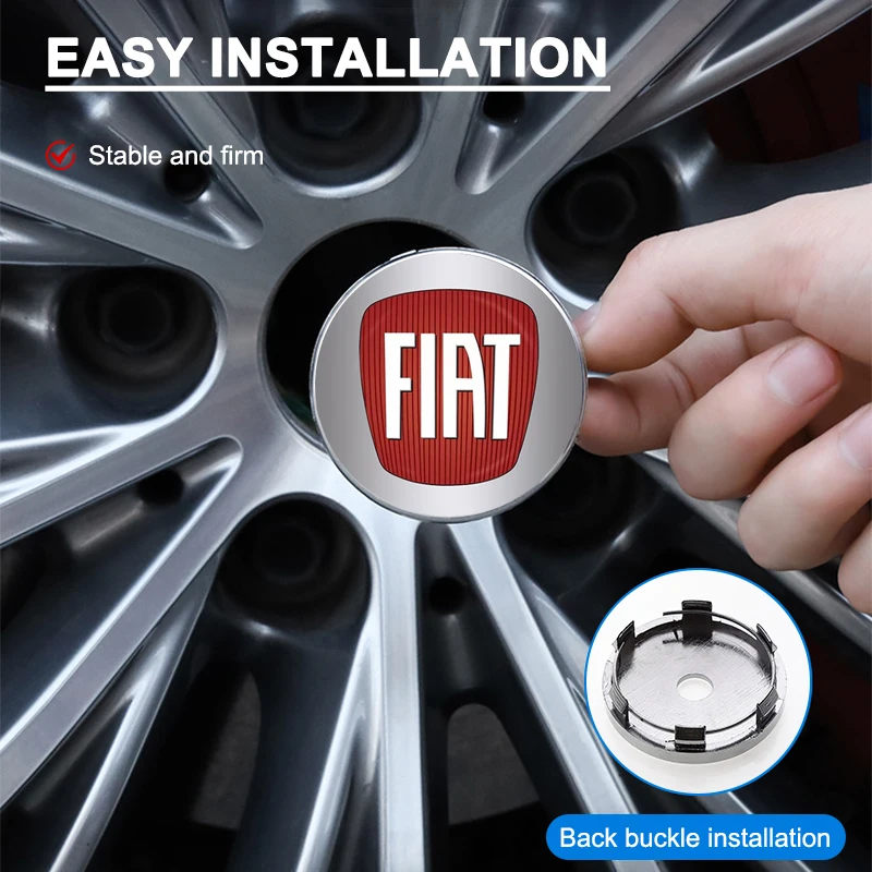 4 قطعة 60 مللي متر سيارة عجلة مركز غطاء محور غطاء حافة شعار ملصق لشركة فيات 500 بونتو 124 125 500 برافو ستيلو باندا أبارث تيبو فياجيو #5