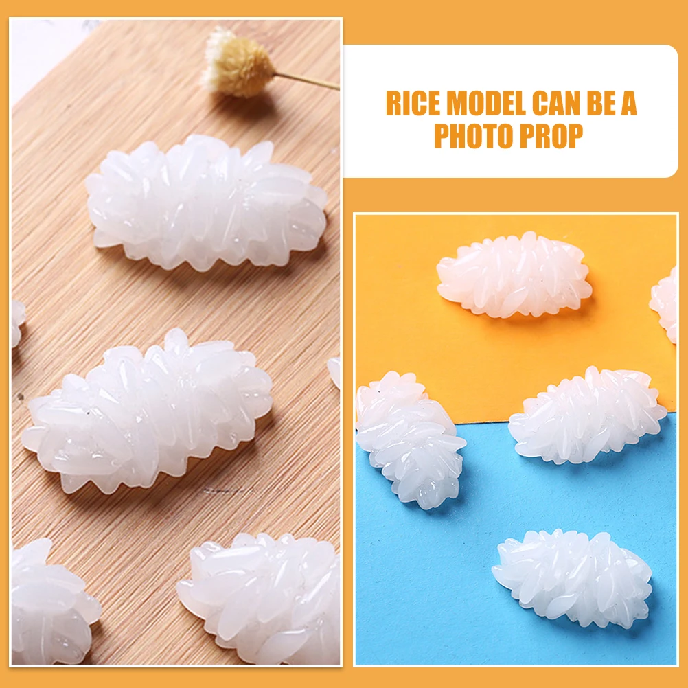 

24 Pcs Simulated Rice Toys Food Prop Fake Model Decors Artificial Lifelike Resin Realistic Ornament Models Adornments Props