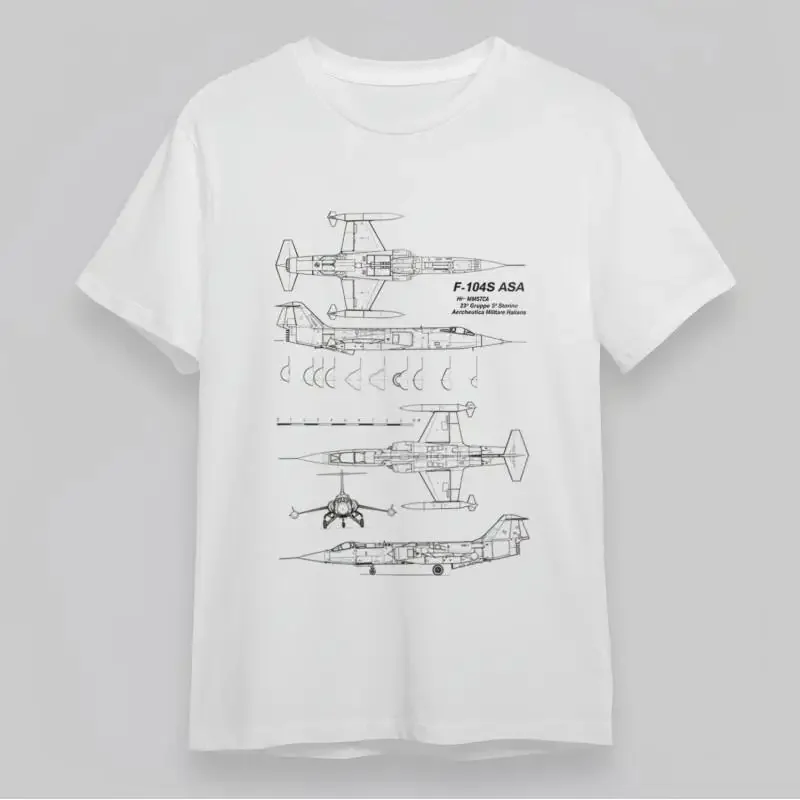 Men'S All Season Classic T Shirt Fighter Jet Technical Drawing Multi Angle
