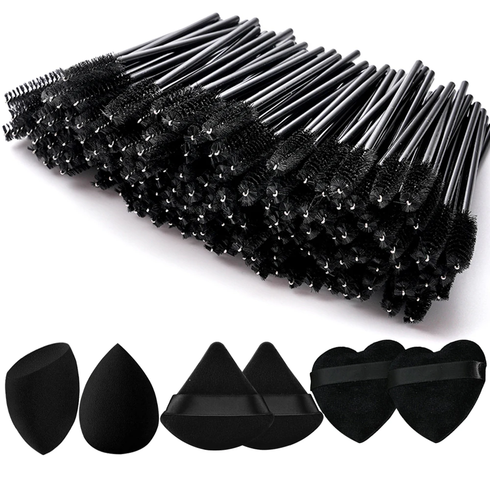 

Eyelash Brushes Set Wholesale Disposable Lash Mascara Brush For Lashes Extension Eyebrow Wands Applicator Tool With Powder Puff